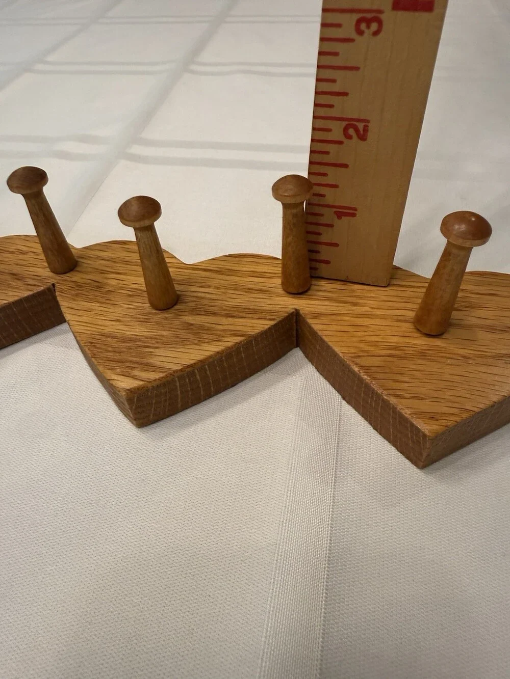 Vintage Oak Wood Heart Peg Rack Wall Hanger Country Cottage McFadden 5-Heart